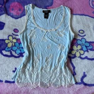 Express Pale Blue Lace-Trim Camisole